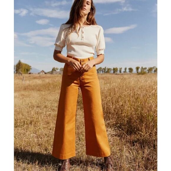 Christy Dawn the Noah Wide Leg High Rise Pant in Pumpkin Womens Size 28 - Picture 1 of 15